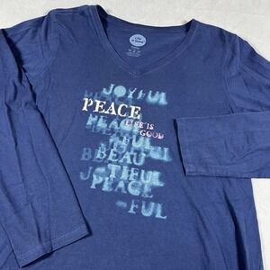 Women's Life Is Good Navy Blue Tee Women's Size‎ XL Peace Joyful Beautiful